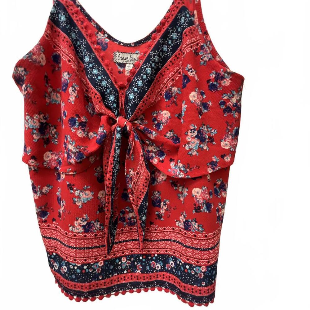 Almost Famous Red Tie Front Tank XL